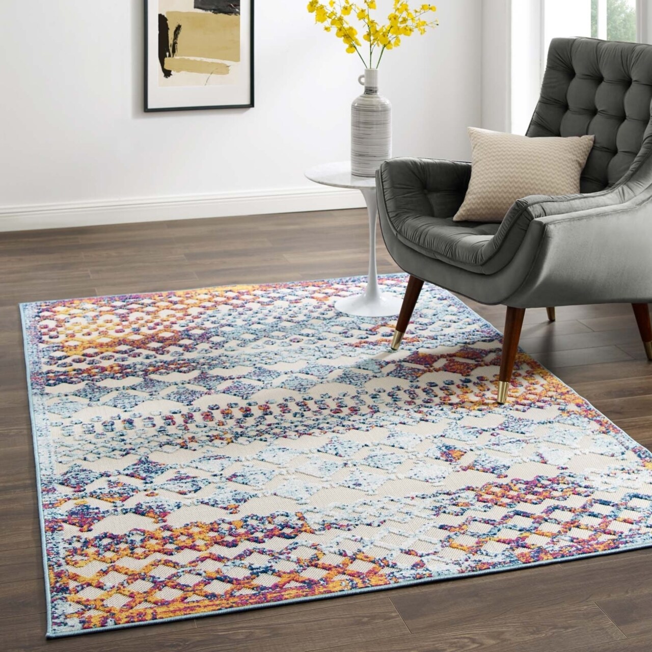 Modway Reflect Giada Abstract Diamond Moroccan Trellis 5x8 Indoor/Outdoor Area Rug-R-1178-58